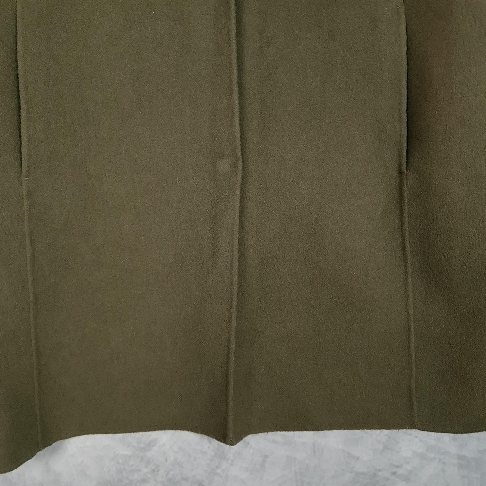 Eileen Fisher Coat Womens M Green Wool Snap Front Collared Mid Length Overcoat - Picture 6 of 16